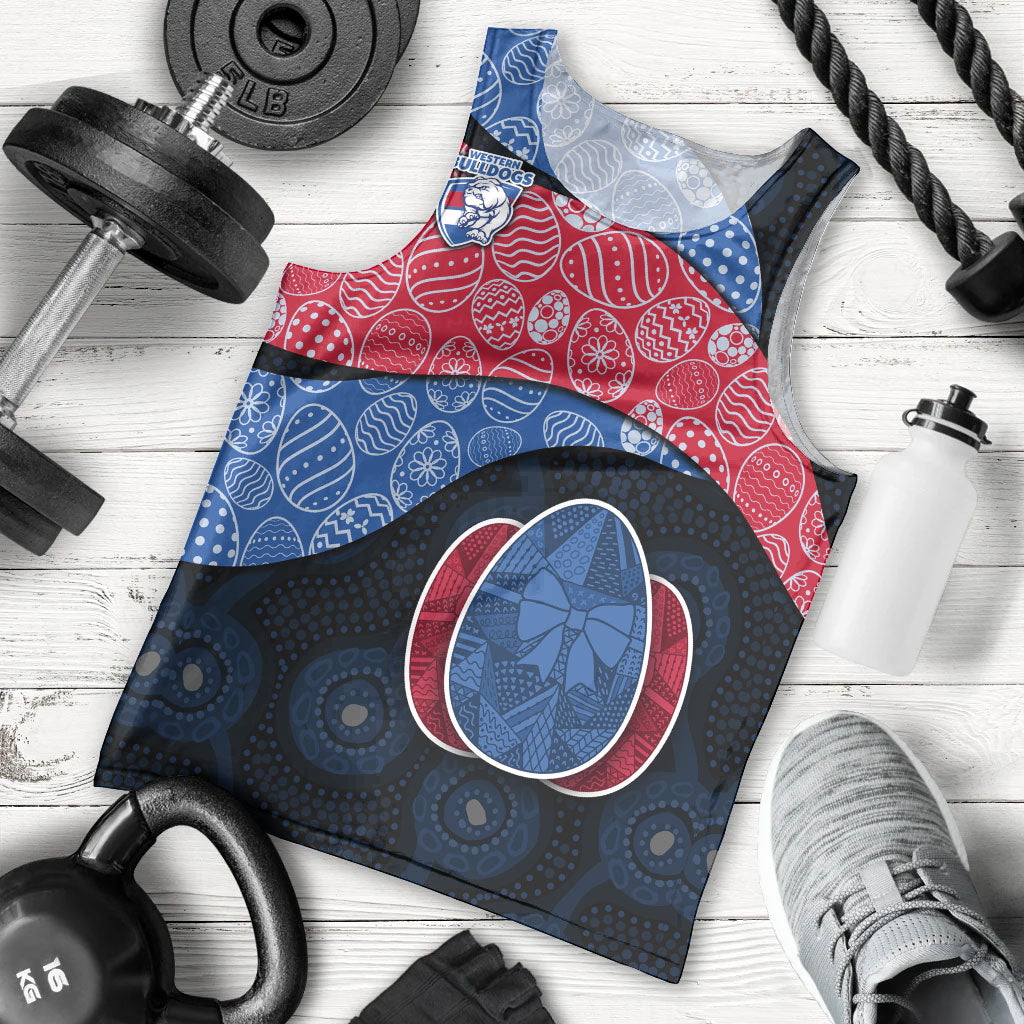 Personalized Western Bulldogs Football Men Tank Top Easter Egg Pattern Red Blue Tribal Dot Art Style