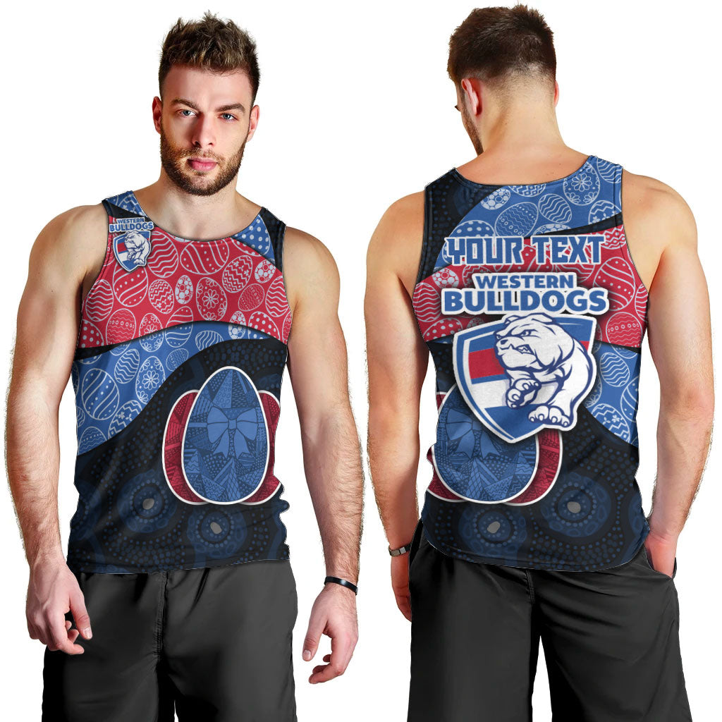 Personalized Western Bulldogs Football Men Tank Top Easter Egg Pattern Red Blue Tribal Dot Art Style