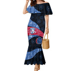 Personalized Western Bulldogs Football Mermaid Dress Easter Egg Pattern Red Blue Tribal Dot Art Style