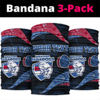 Personalized Western Bulldogs Football Neck Gaiter Easter Egg Pattern Red Blue Tribal Dot Art Style
