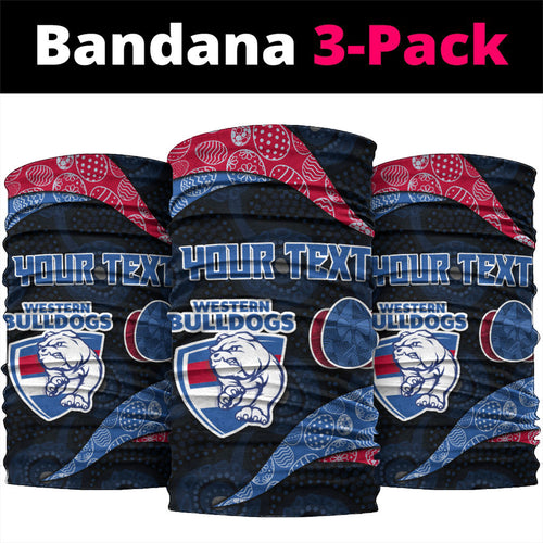 Personalized Western Bulldogs Football Neck Gaiter Easter Egg Pattern Red Blue Tribal Dot Art Style