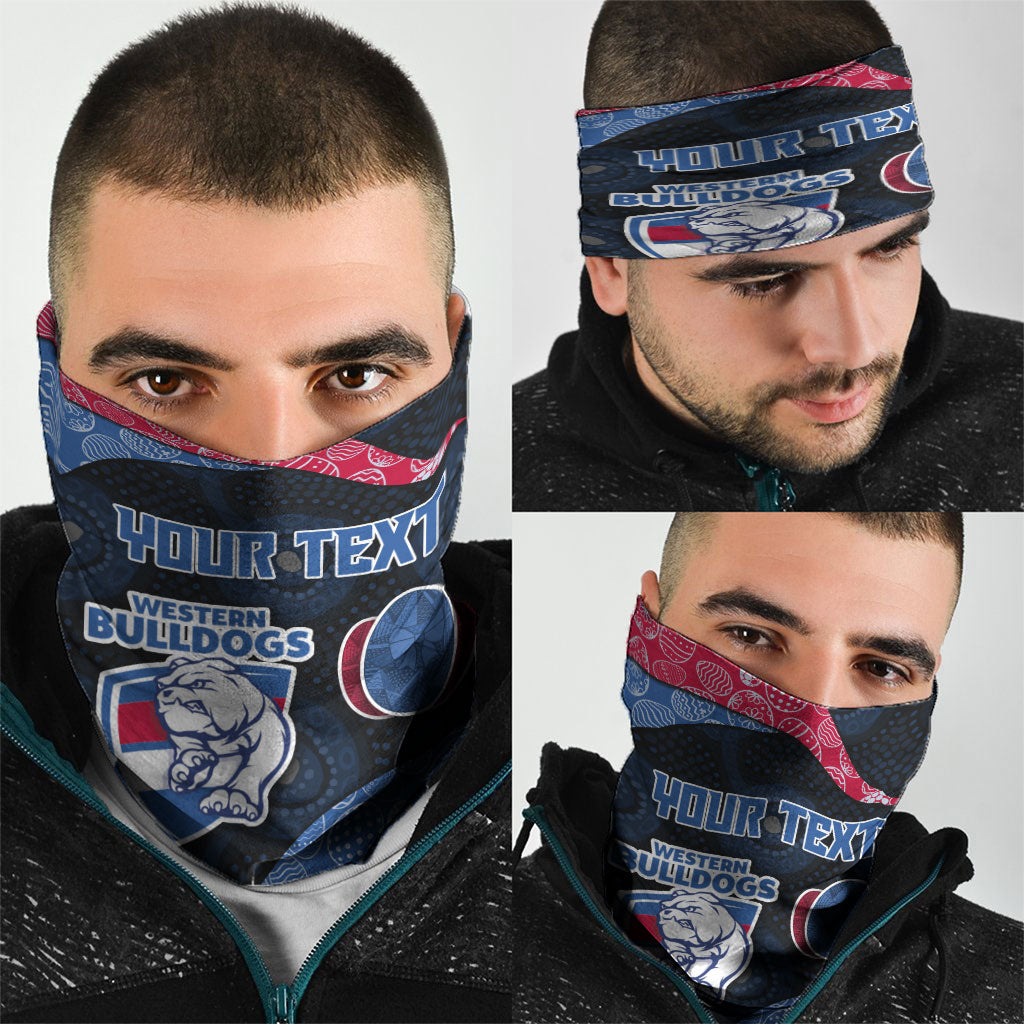 Personalized Western Bulldogs Football Neck Gaiter Easter Egg Pattern Red Blue Tribal Dot Art Style