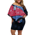 Personalized Western Bulldogs Football Off Shoulder Short Dress Easter Egg Pattern Red Blue Tribal Dot Art Style