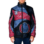 Personalized Western Bulldogs Football Padded Jacket Easter Egg Pattern Red Blue Tribal Dot Art Style