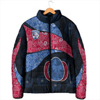 Personalized Western Bulldogs Football Padded Jacket Easter Egg Pattern Red Blue Tribal Dot Art Style