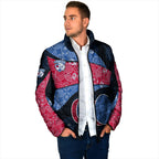 Personalized Western Bulldogs Football Padded Jacket Easter Egg Pattern Red Blue Tribal Dot Art Style