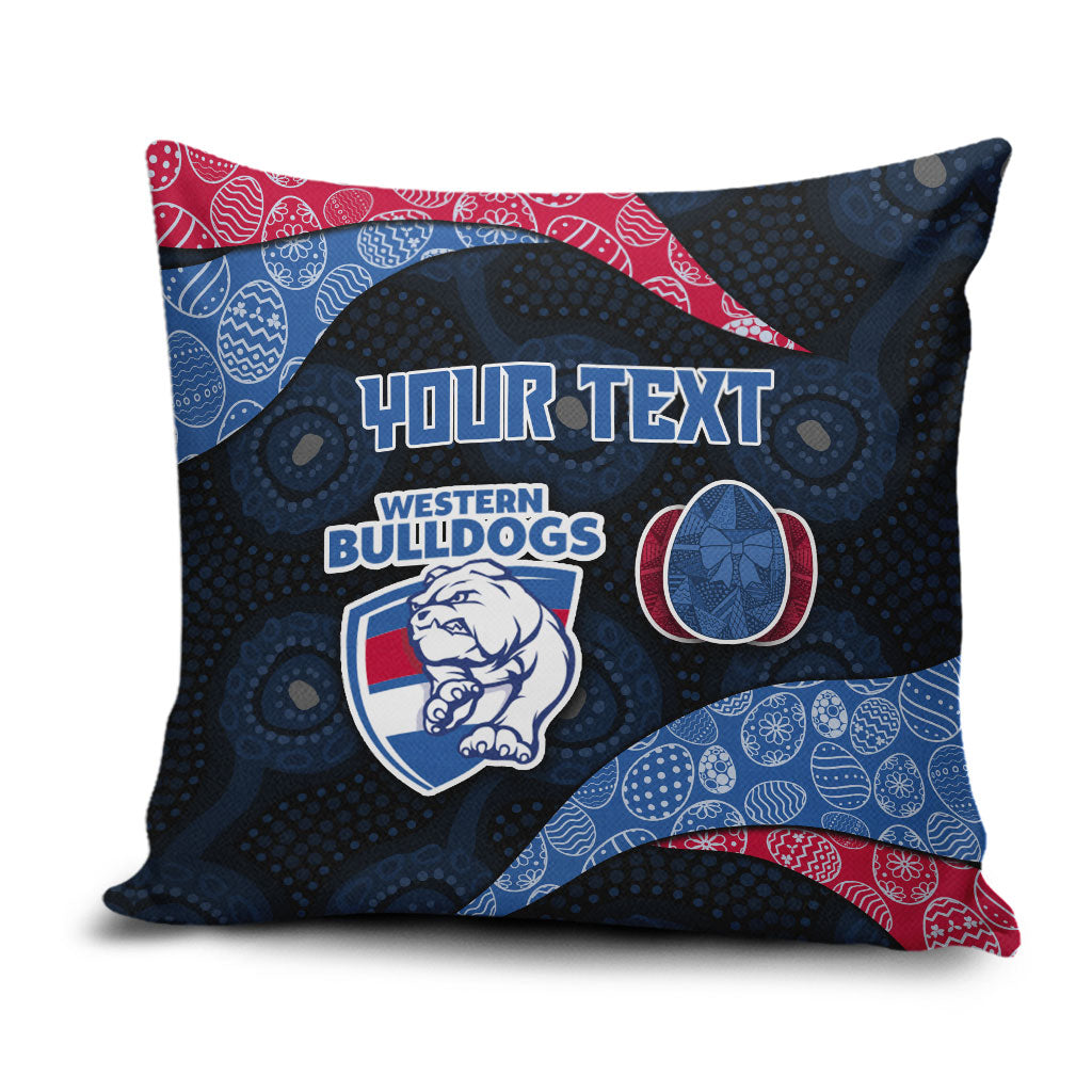 Personalized Western Bulldogs Football Pillow Cover Easter Egg Pattern Red Blue Tribal Dot Art Style