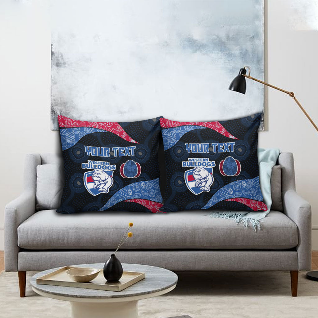 Personalized Western Bulldogs Football Pillow Cover Easter Egg Pattern Red Blue Tribal Dot Art Style