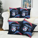 Personalized Western Bulldogs Football Pillow Cover Easter Egg Pattern Red Blue Tribal Dot Art Style