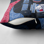Personalized Western Bulldogs Football Pillow Cover Easter Egg Pattern Red Blue Tribal Dot Art Style