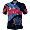 Personalized Western Bulldogs Football Polo Shirt Easter Egg Pattern Red Blue Tribal Dot Art Style