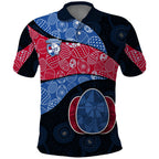 Personalized Western Bulldogs Football Polo Shirt Easter Egg Pattern Red Blue Tribal Dot Art Style