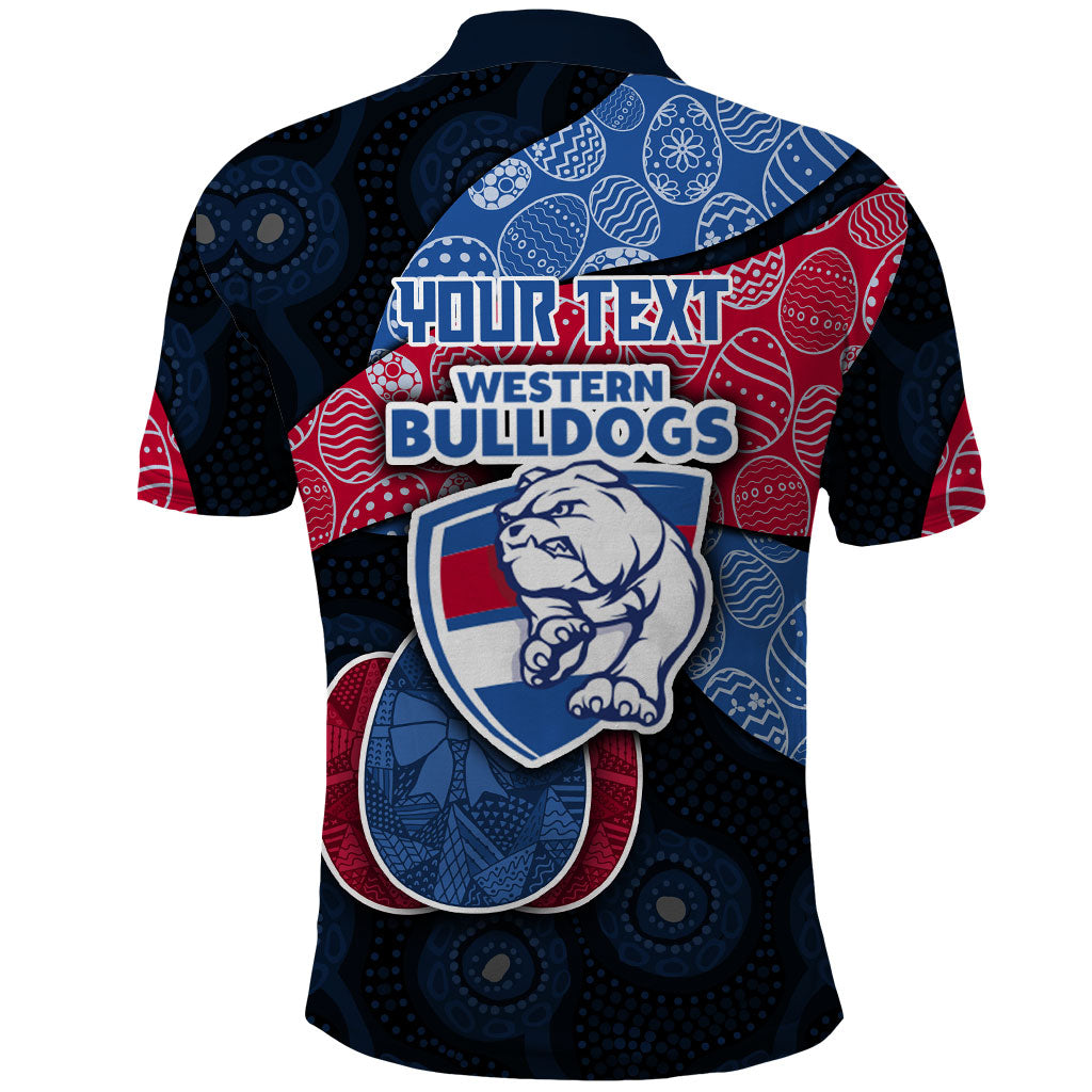 Personalized Western Bulldogs Football Polo Shirt Easter Egg Pattern Red Blue Tribal Dot Art Style