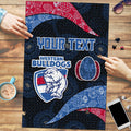 Personalized Western Bulldogs Football Puzzle Easter Egg Pattern Red Blue Tribal Dot Art Style