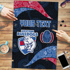 Personalized Western Bulldogs Football Puzzle Easter Egg Pattern Red Blue Tribal Dot Art Style
