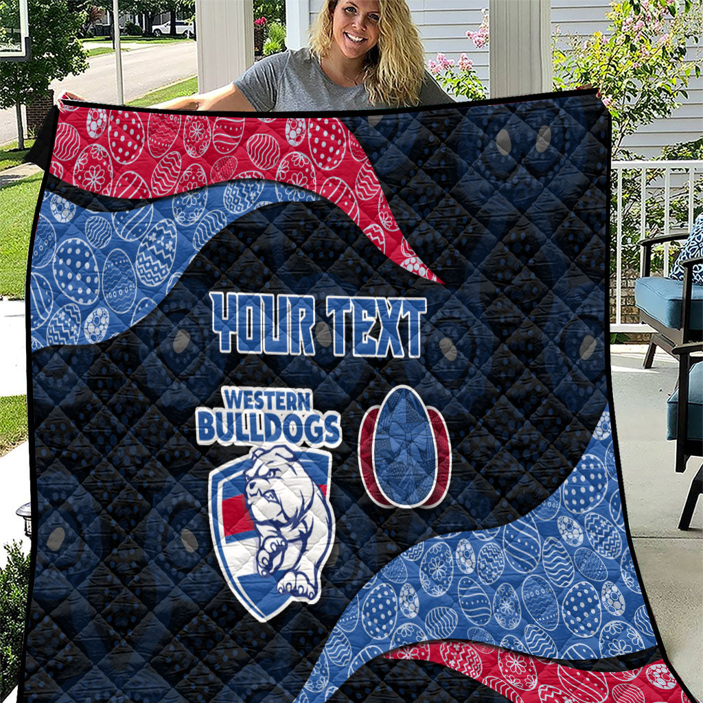 Personalized Western Bulldogs Football Quilt Easter Egg Pattern Red Blue Tribal Dot Art Style