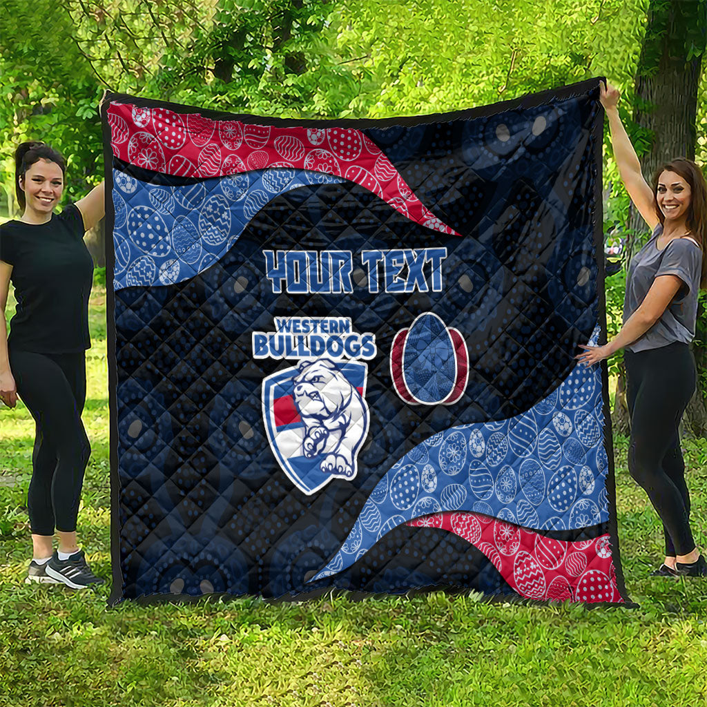 Personalized Western Bulldogs Football Quilt Easter Egg Pattern Red Blue Tribal Dot Art Style