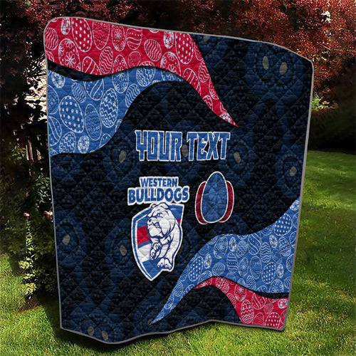 Personalized Western Bulldogs Football Quilt Easter Egg Pattern Red Blue Tribal Dot Art Style