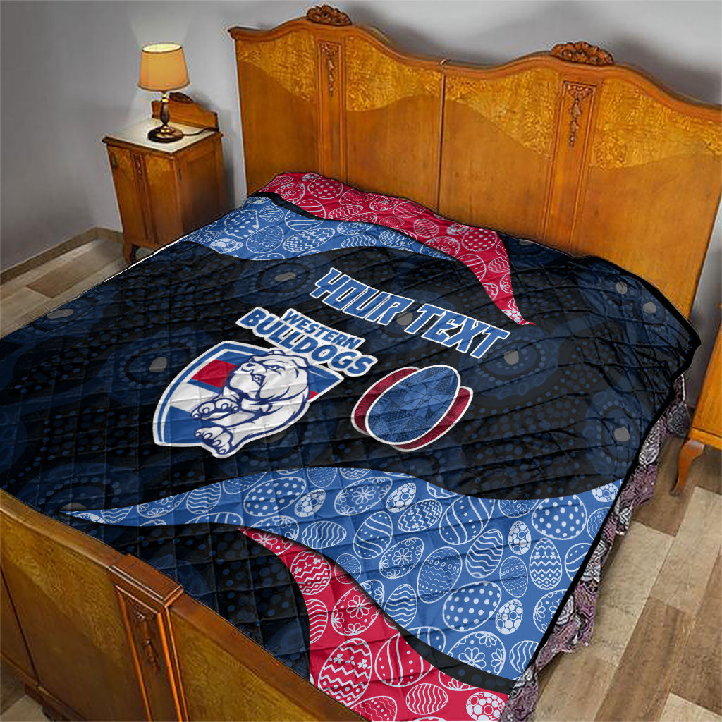 Personalized Western Bulldogs Football Quilt Easter Egg Pattern Red Blue Tribal Dot Art Style