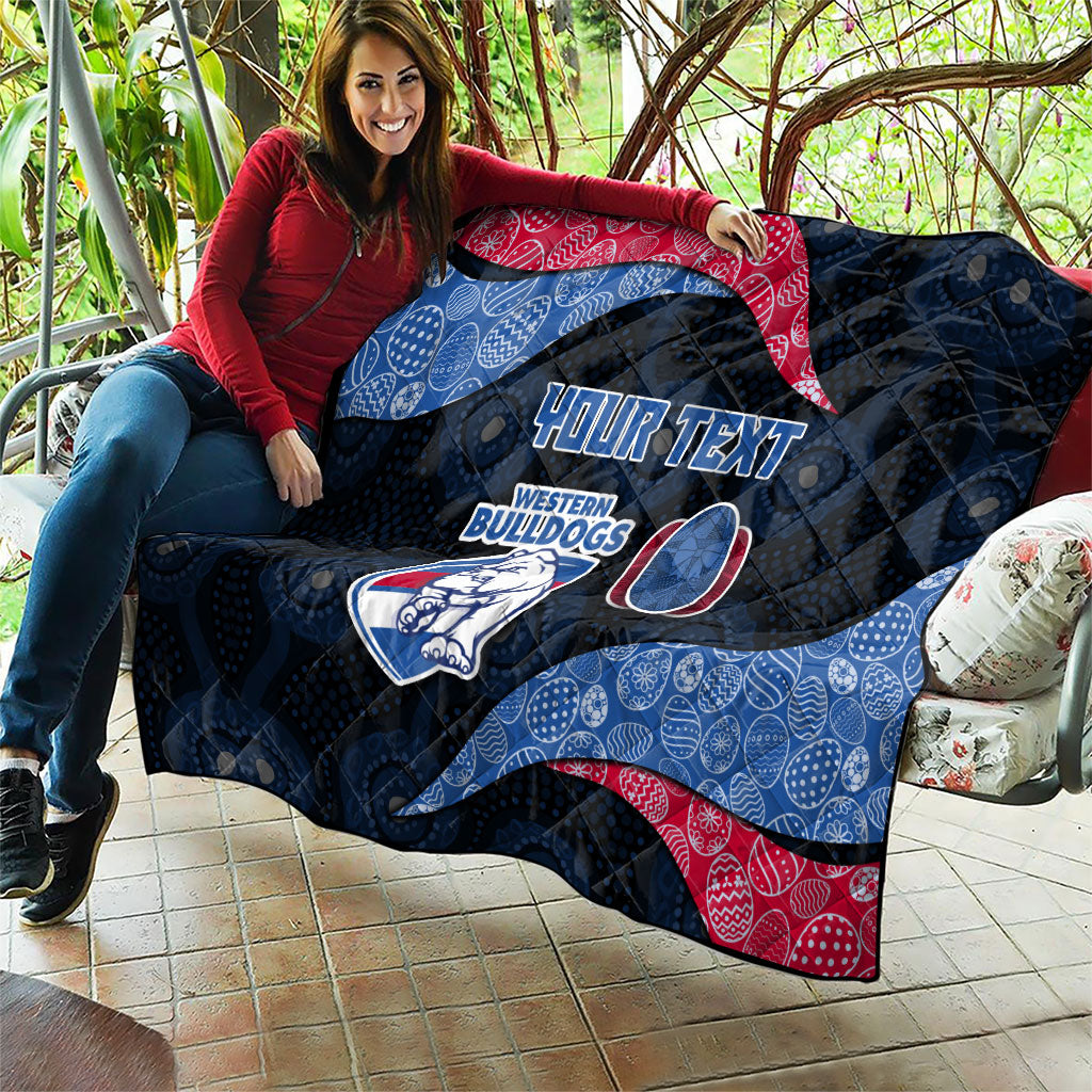 Personalized Western Bulldogs Football Quilt Easter Egg Pattern Red Blue Tribal Dot Art Style