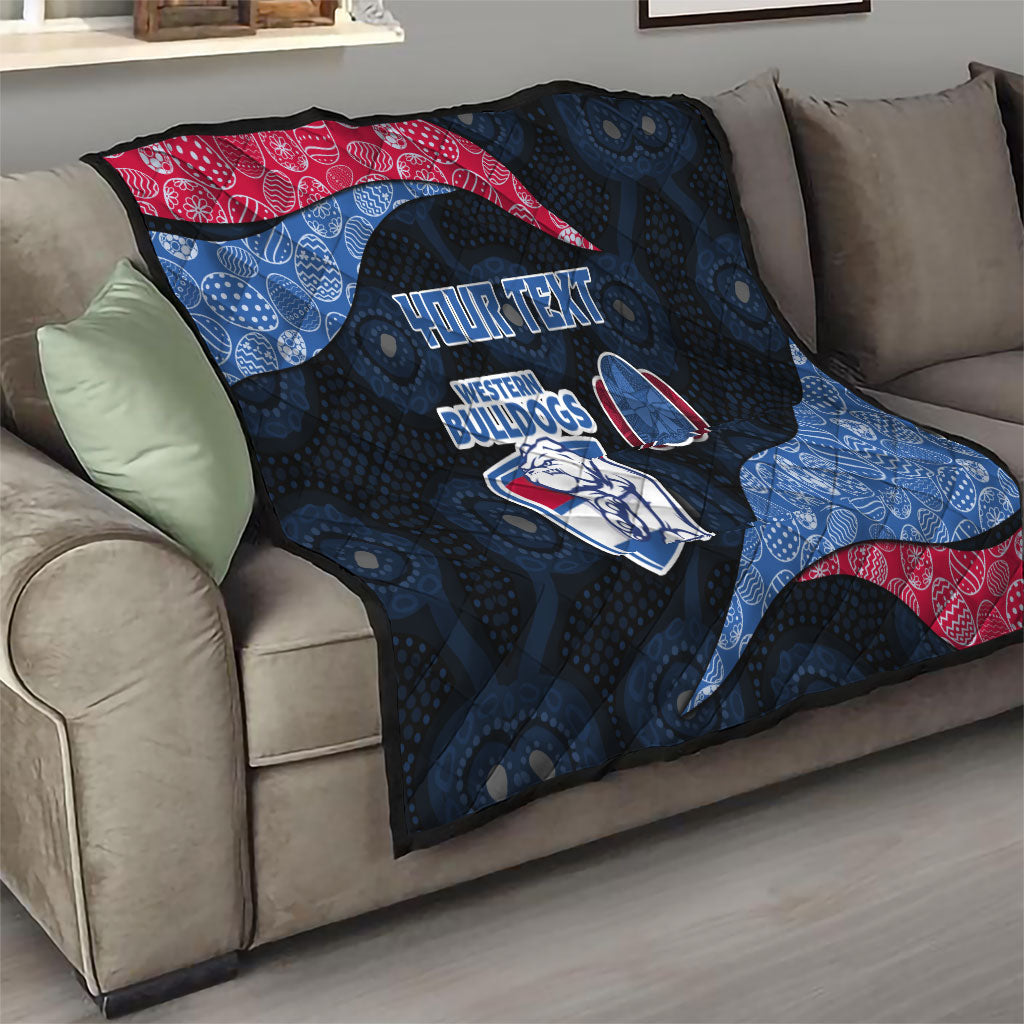 Personalized Western Bulldogs Football Quilt Easter Egg Pattern Red Blue Tribal Dot Art Style