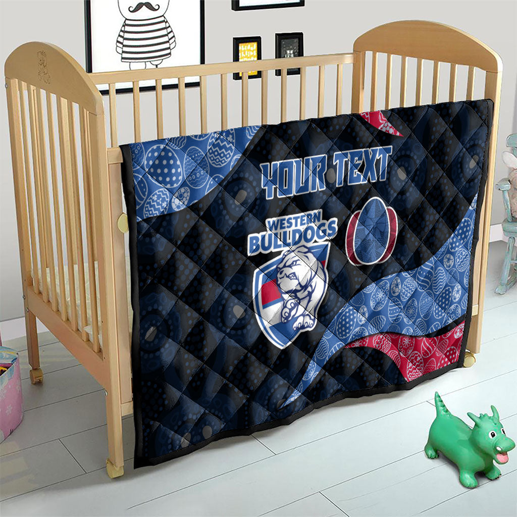 Personalized Western Bulldogs Football Quilt Easter Egg Pattern Red Blue Tribal Dot Art Style
