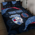 Personalized Western Bulldogs Football Quilt Bed Set Easter Egg Pattern Red Blue Tribal Dot Art Style