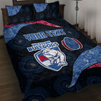 Personalized Western Bulldogs Football Quilt Bed Set Easter Egg Pattern Red Blue Tribal Dot Art Style