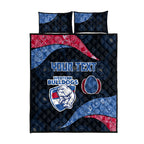 Personalized Western Bulldogs Football Quilt Bed Set Easter Egg Pattern Red Blue Tribal Dot Art Style