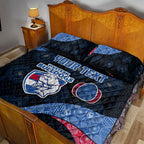 Personalized Western Bulldogs Football Quilt Bed Set Easter Egg Pattern Red Blue Tribal Dot Art Style