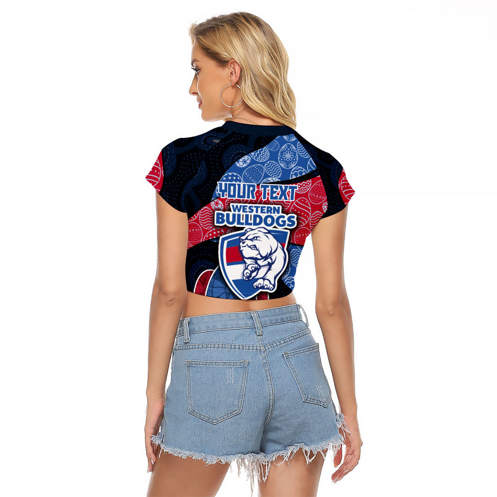 Personalized Western Bulldogs Football Raglan Cropped T Shirt Easter Egg Pattern Red Blue Tribal Dot Art Style