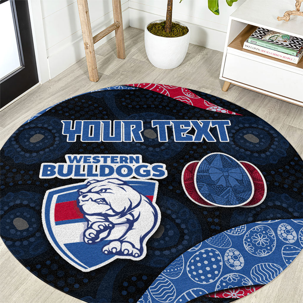 Personalized Western Bulldogs Football Round Carpet Easter Egg Pattern Red Blue Tribal Dot Art Style