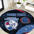 Personalized Western Bulldogs Football Round Carpet Easter Egg Pattern Red Blue Tribal Dot Art Style