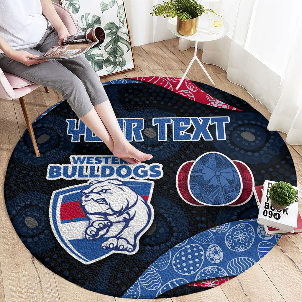 Personalized Western Bulldogs Football Round Carpet Easter Egg Pattern Red Blue Tribal Dot Art Style