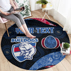Personalized Western Bulldogs Football Round Carpet Easter Egg Pattern Red Blue Tribal Dot Art Style