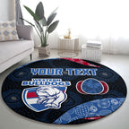 Personalized Western Bulldogs Football Round Carpet Easter Egg Pattern Red Blue Tribal Dot Art Style