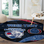 Personalized Western Bulldogs Football Round Carpet Easter Egg Pattern Red Blue Tribal Dot Art Style