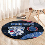 Personalized Western Bulldogs Football Round Carpet Easter Egg Pattern Red Blue Tribal Dot Art Style