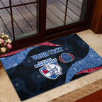 Personalized Western Bulldogs Football Rubber Doormat Easter Egg Pattern Red Blue Tribal Dot Art Style