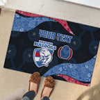 Personalized Western Bulldogs Football Rubber Doormat Easter Egg Pattern Red Blue Tribal Dot Art Style