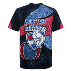 Personalized Western Bulldogs Football Rugby Jersey Easter Egg Pattern Red Blue Tribal Dot Art Style