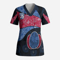Personalized Western Bulldogs Football Scrub Top Easter Egg Pattern Red Blue Tribal Dot Art Style