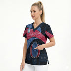 Personalized Western Bulldogs Football Scrub Top Easter Egg Pattern Red Blue Tribal Dot Art Style