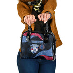 Personalized Western Bulldogs Football Shoulder Handbag Easter Egg Pattern Red Blue Tribal Dot Art Style
