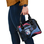 Personalized Western Bulldogs Football Shoulder Handbag Easter Egg Pattern Red Blue Tribal Dot Art Style