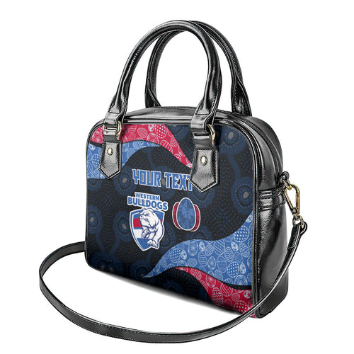 Personalized Western Bulldogs Football Shoulder Handbag Easter Egg Pattern Red Blue Tribal Dot Art Style