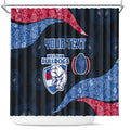 Personalized Western Bulldogs Football Shower Curtain Easter Egg Pattern Red Blue Tribal Dot Art Style