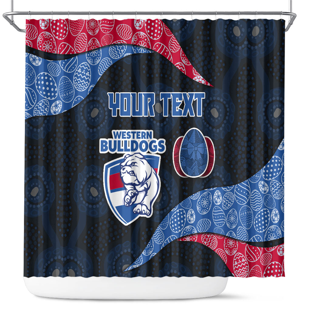Personalized Western Bulldogs Football Shower Curtain Easter Egg Pattern Red Blue Tribal Dot Art Style