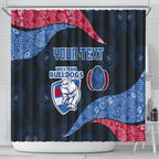 Personalized Western Bulldogs Football Shower Curtain Easter Egg Pattern Red Blue Tribal Dot Art Style