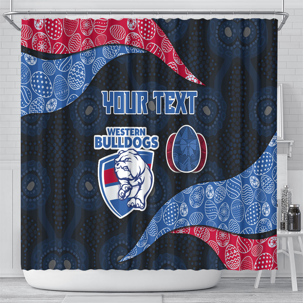 Personalized Western Bulldogs Football Shower Curtain Easter Egg Pattern Red Blue Tribal Dot Art Style